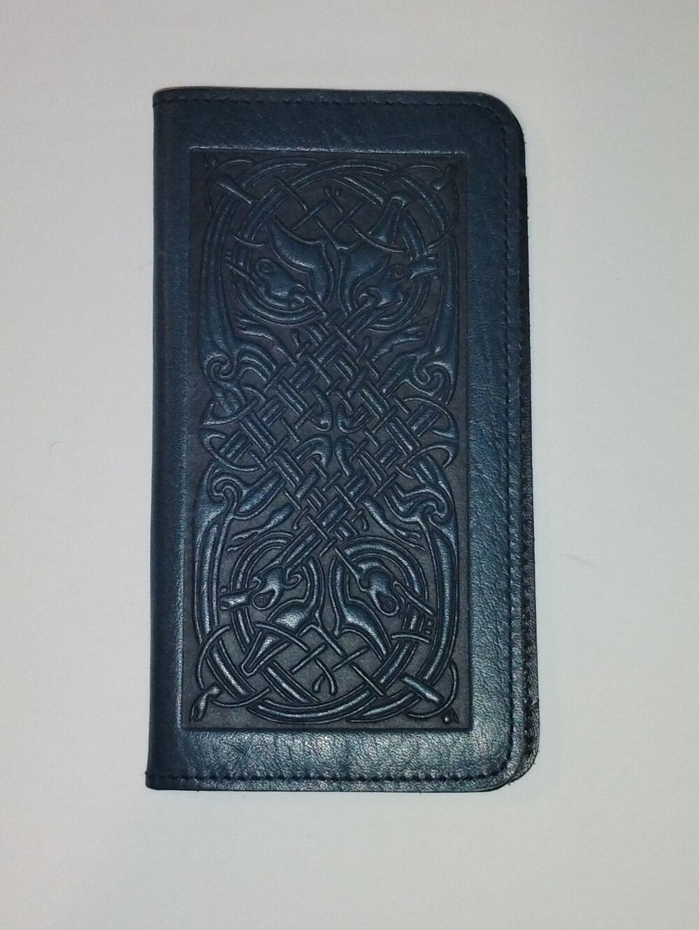 Oberon Design Leather Embossed Phone Wallet Case - Blue